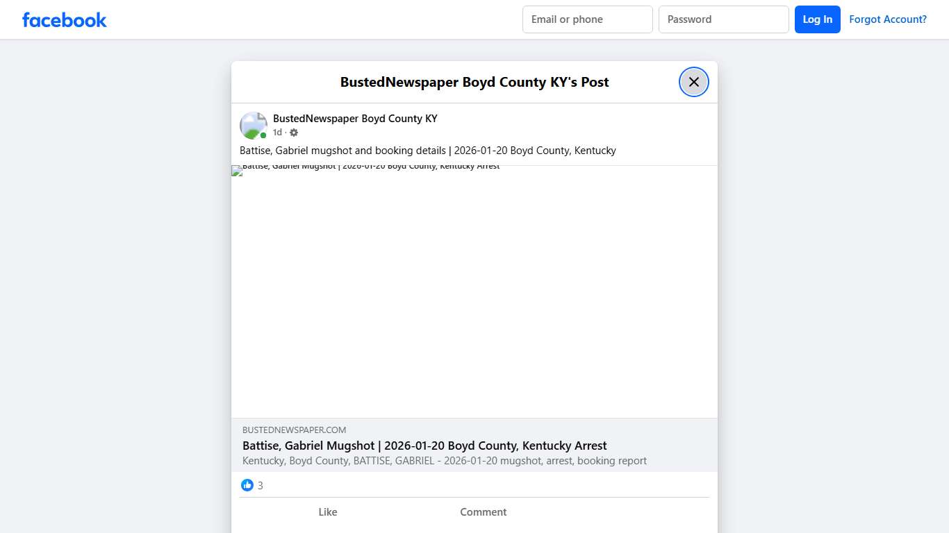 Battise, Gabriel mugshot... - BustedNewspaper Boyd County KY | Facebook
